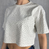T- shirt girocollo con strass