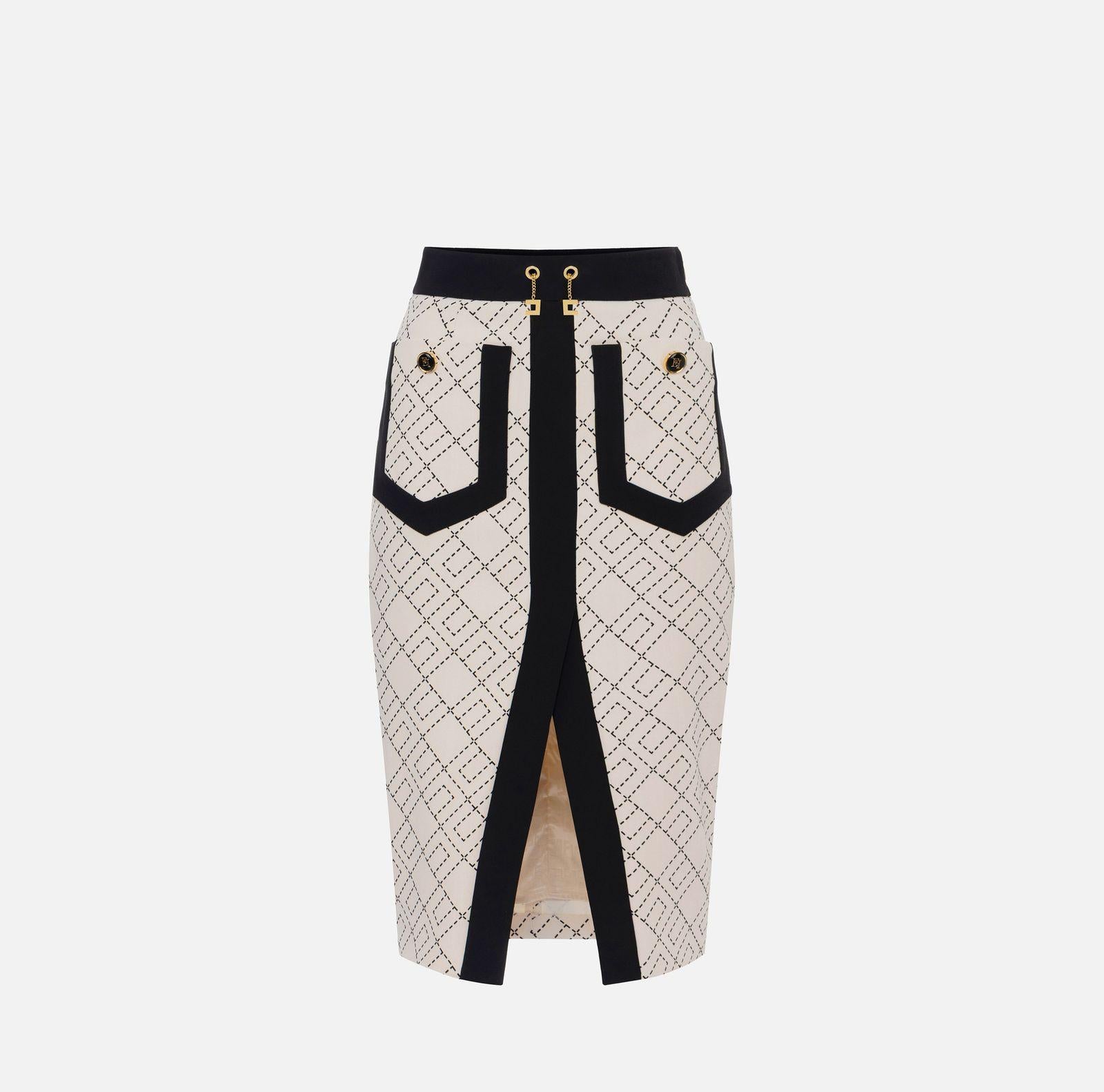 Gonna bicolor in doppio crepe - Elisabetta Franchi GOS0156E2 EF1 ELISABETTA FRANCHI 