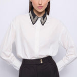 Camicia in popeline con strass 521FD45012 521045-01 GAUDI' 