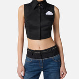 Camicia cropped con papillon - Elisabetta Franchi CA10556E2 110 ELISABETTA FRANCHI 