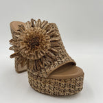 Sabot aperto in rafia con fiore 2588 BEIGE OFELIA 
