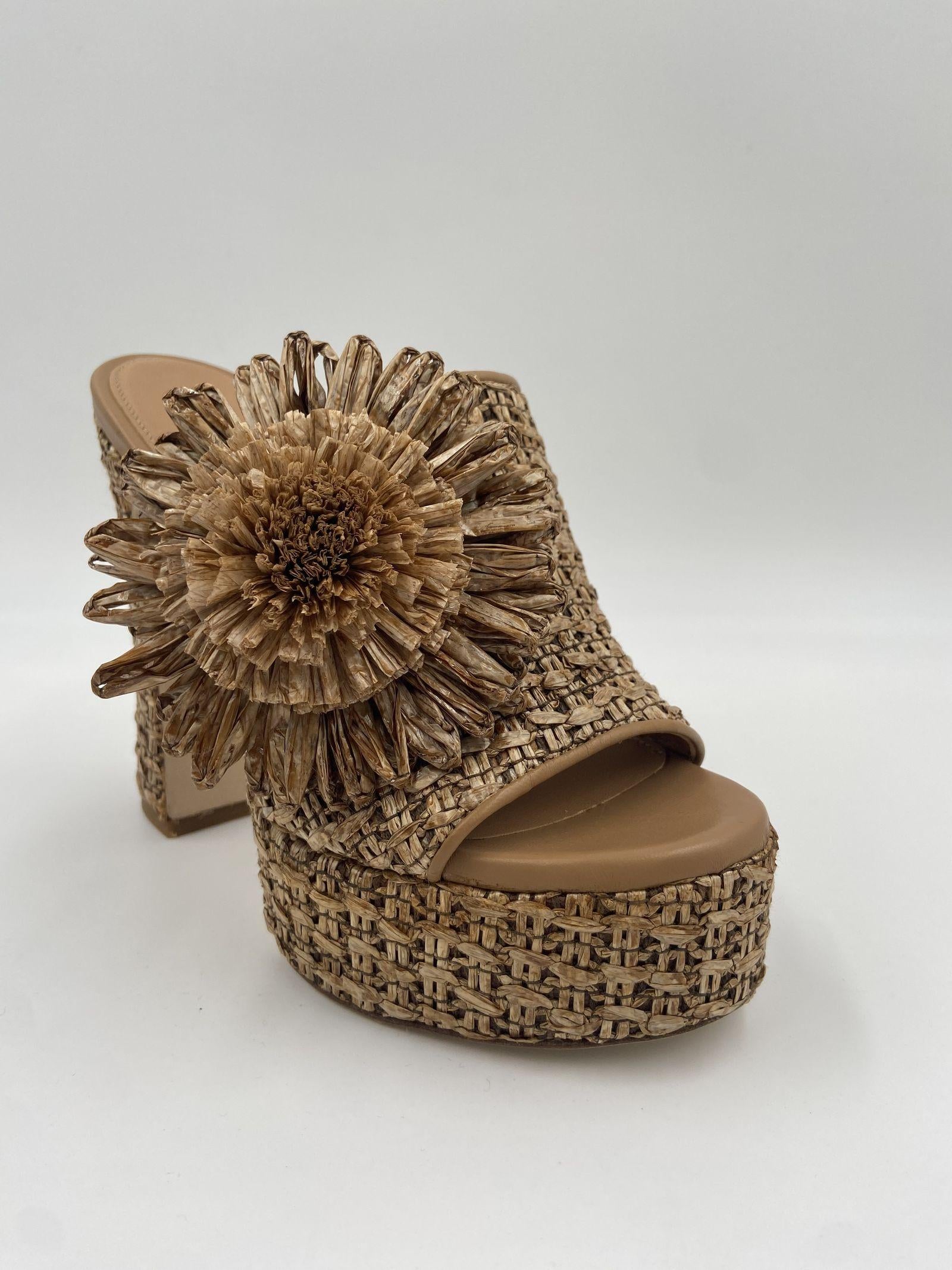 Sabot aperto in rafia con fiore 2588 BEIGE OFELIA 
