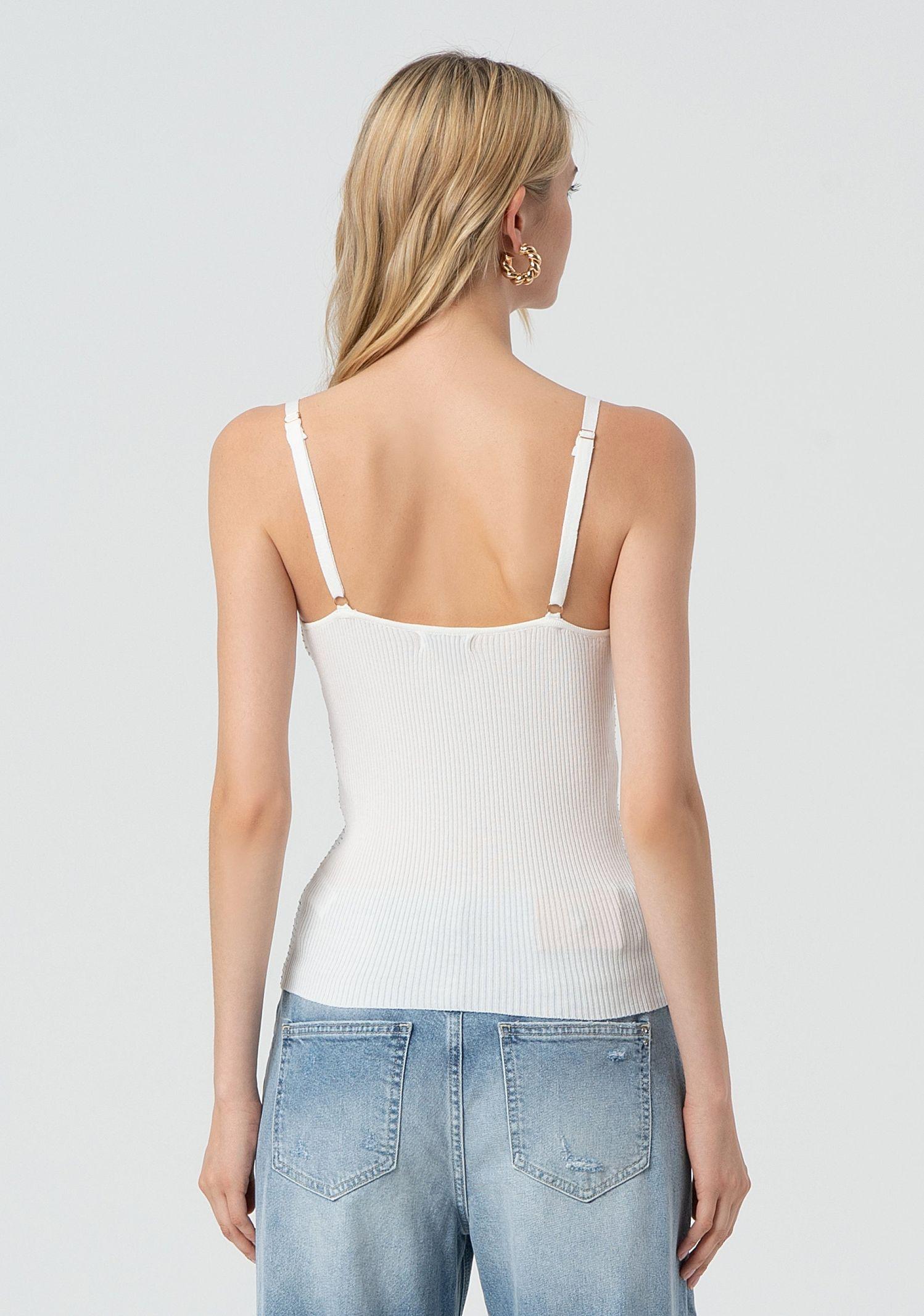 Top a canotta con strass FR25ST4006K410J9 108 FRACOMINA 
