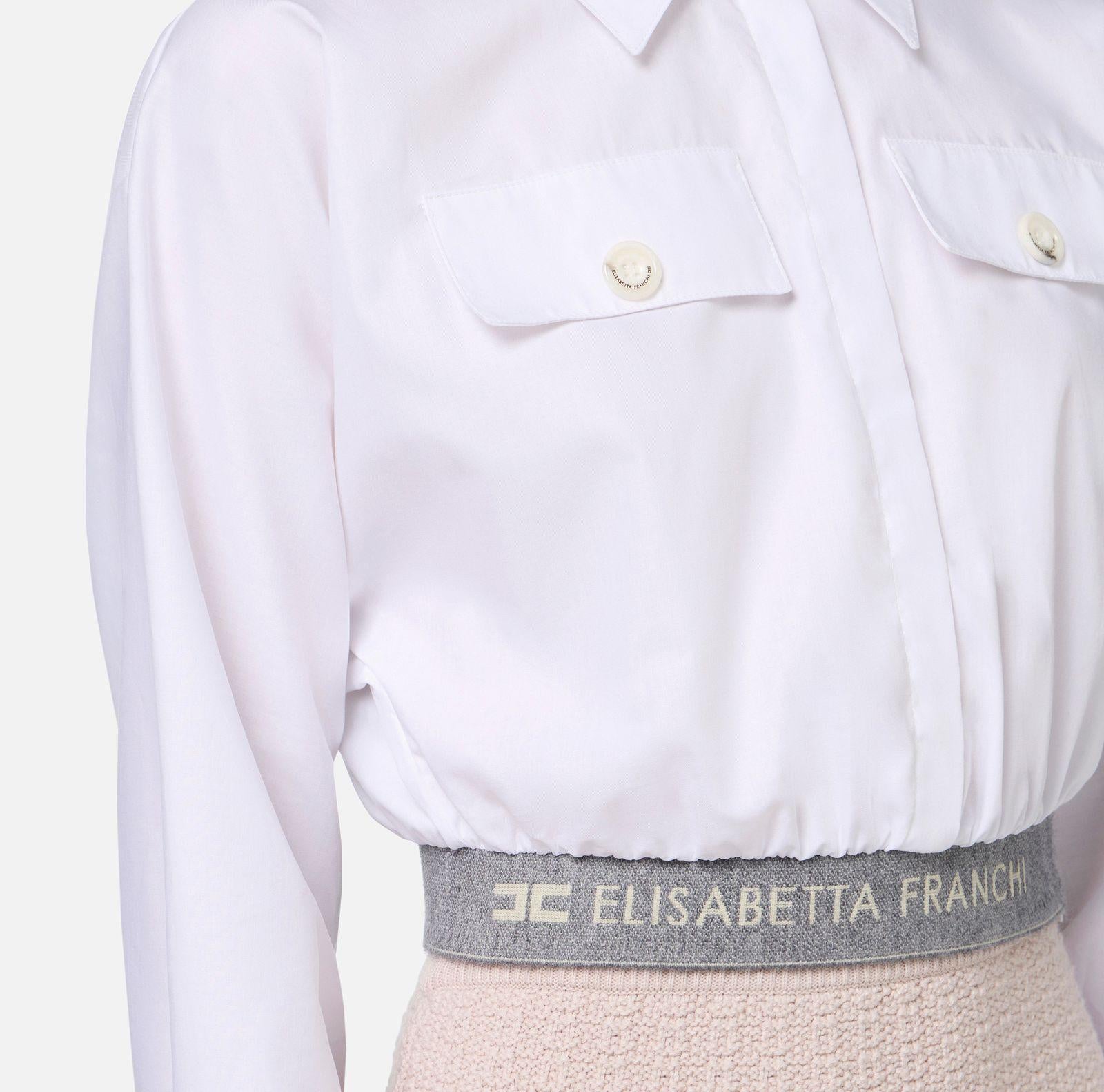 Camicia in popeline con fascione CA06446E2 100 ELISABETTA FRANCHI 