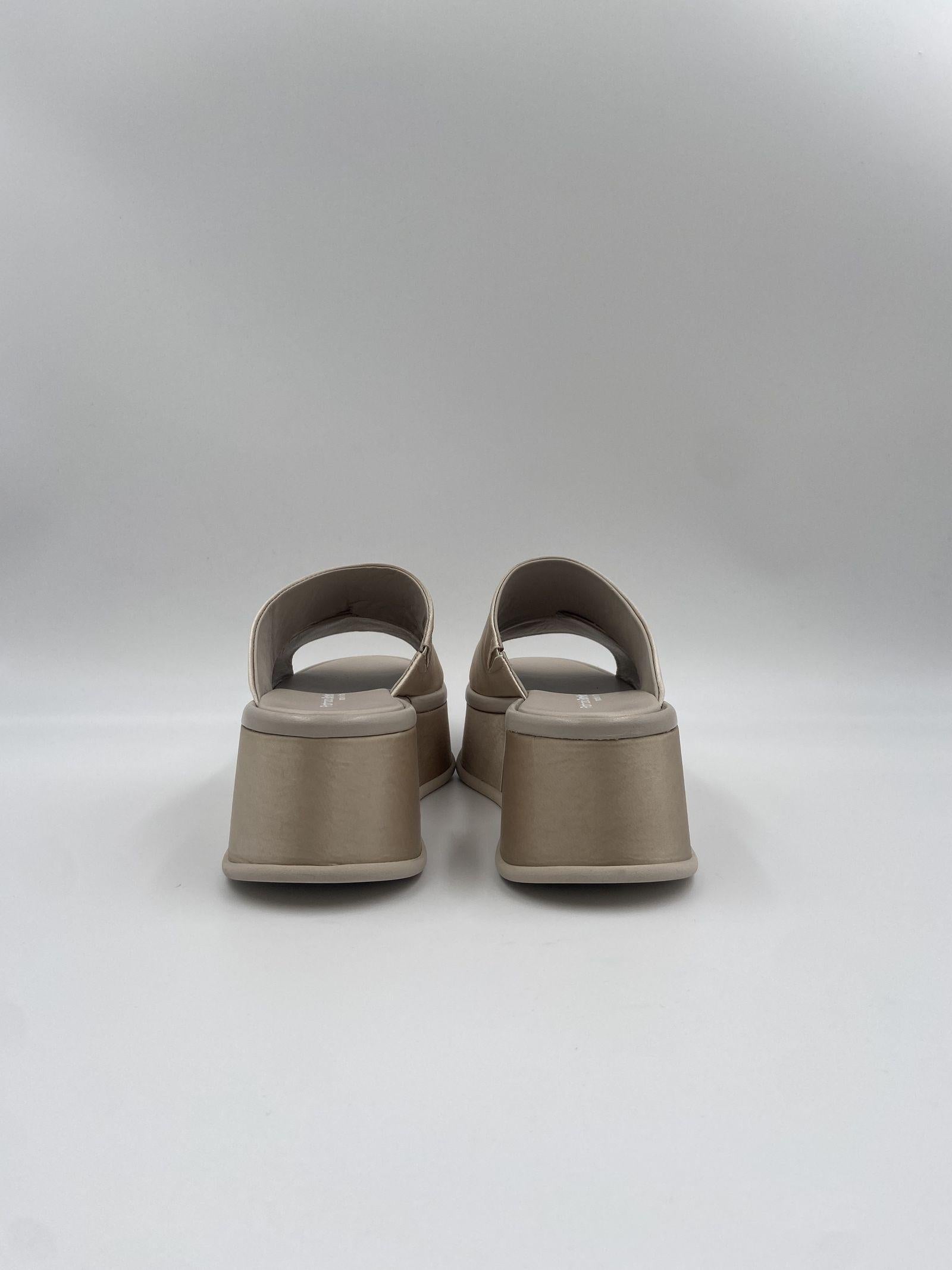 Sandalo zeppa satin SUNNY MAYA WASHED BEIGE PATRIZIA BONFANTI 