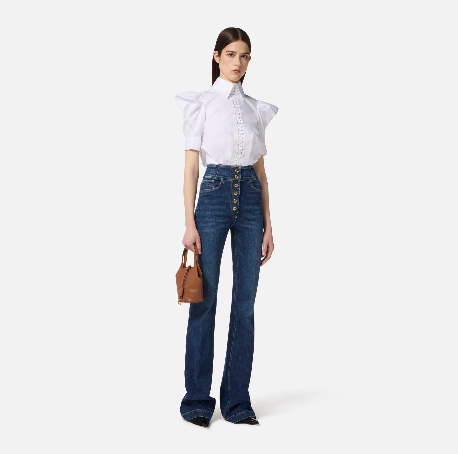 Camicia balloon in popeline CA10156E2 100 ELISABETTA FRANCHI 