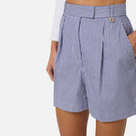 Shorts in cotone a righe - Elisabetta Franchi SH01262E2 019 ELISABETTA FRANCHI 
