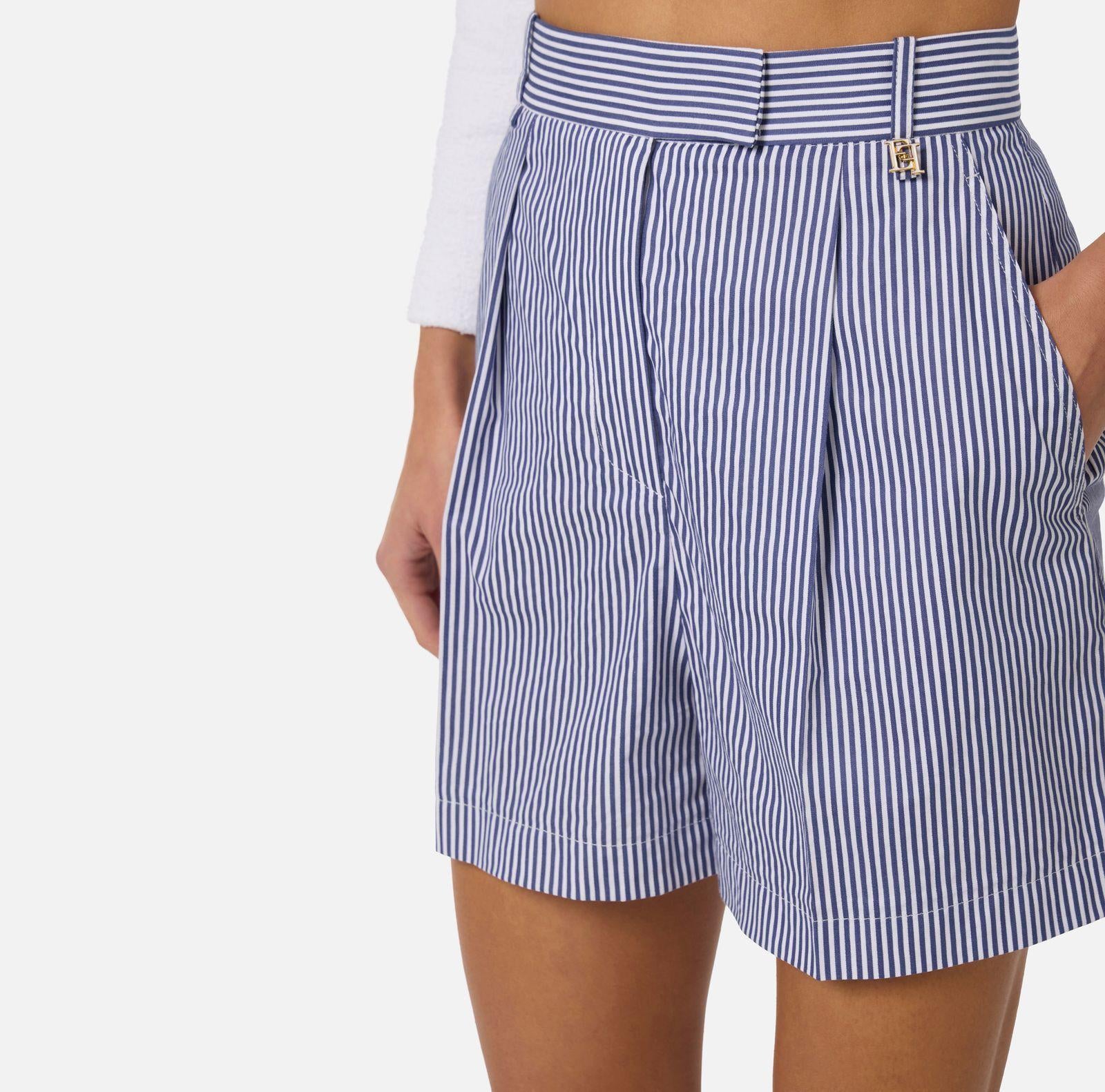 Shorts in cotone a righe - Elisabetta Franchi SH01262E2 019 ELISABETTA FRANCHI 