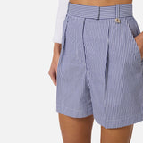 Shorts in cotone a righe - Elisabetta Franchi SH01262E2 019 ELISABETTA FRANCHI 