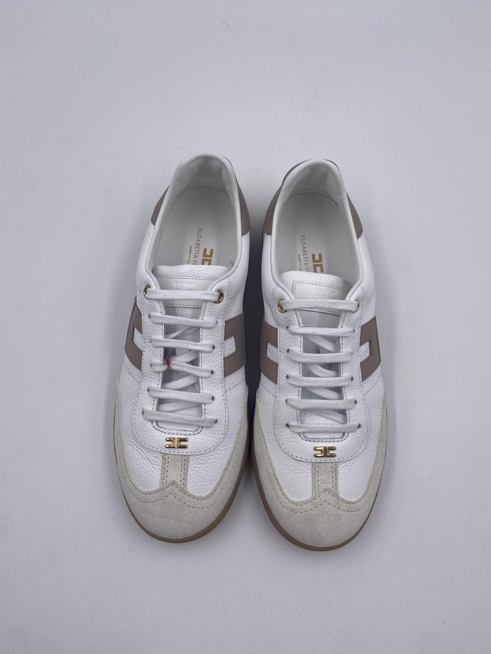 Sneakers in pelle e crosta con logo - Elisabetta Franchi SA50G51E2 DK6 ELISABETTA FRANCHI 