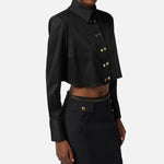 Camicia cropped in raso - Elisabetta Franchi CA09756E2 110 ELISABETTA FRANCHI 