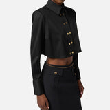 Camicia cropped in raso - Elisabetta Franchi CA09756E2 110 ELISABETTA FRANCHI 