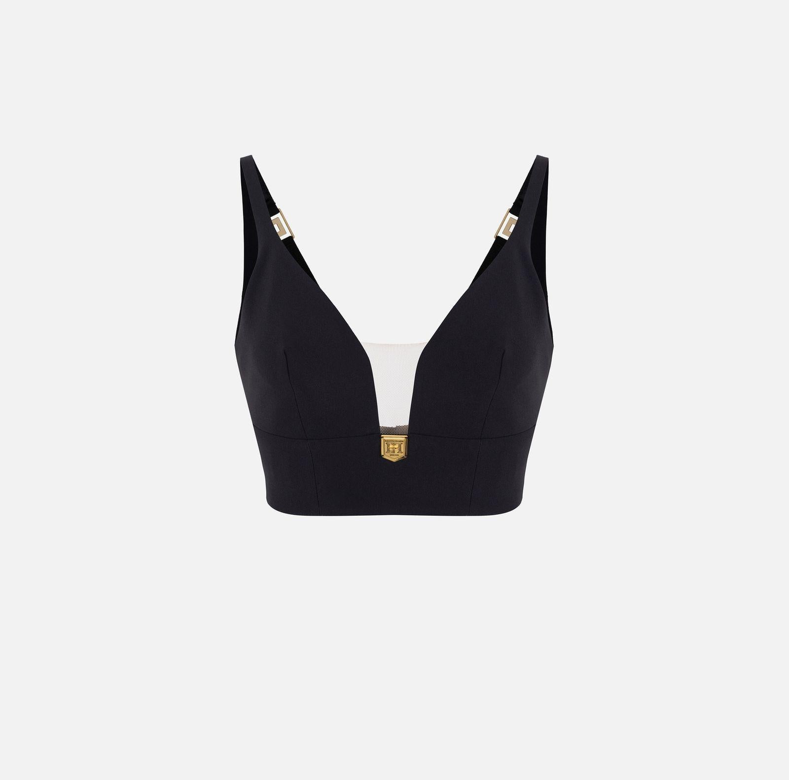 Top in doppio crèpe con placchetta logo TO00246E2 110 ELISABETTA FRANCHI 