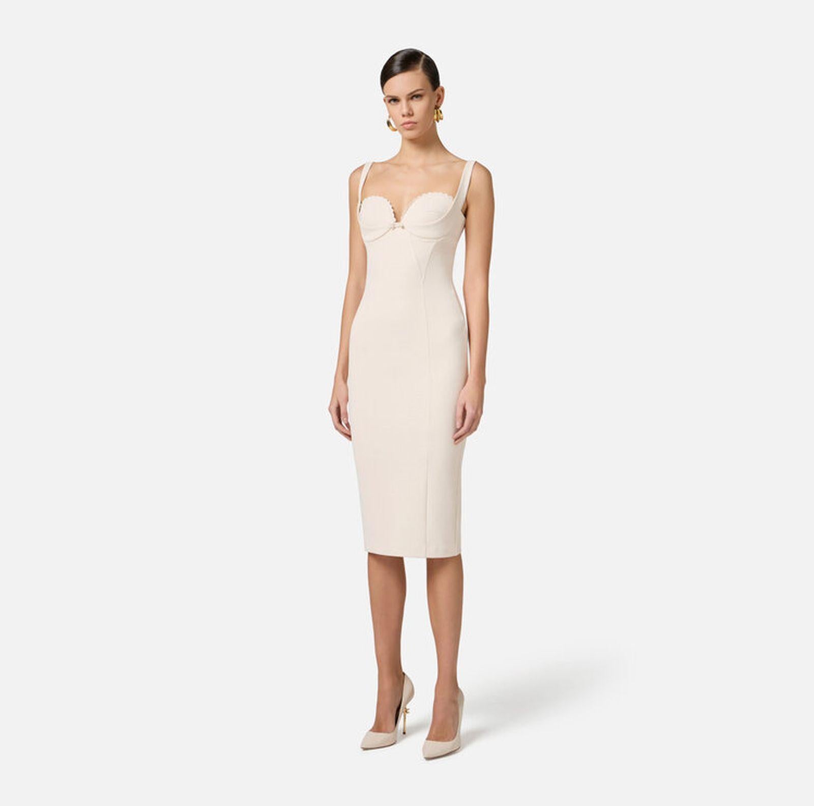 Abito con smerlo ricamato - Elisabetta Franchi AB85052E2 193 ELISABETTA FRANCHI 
