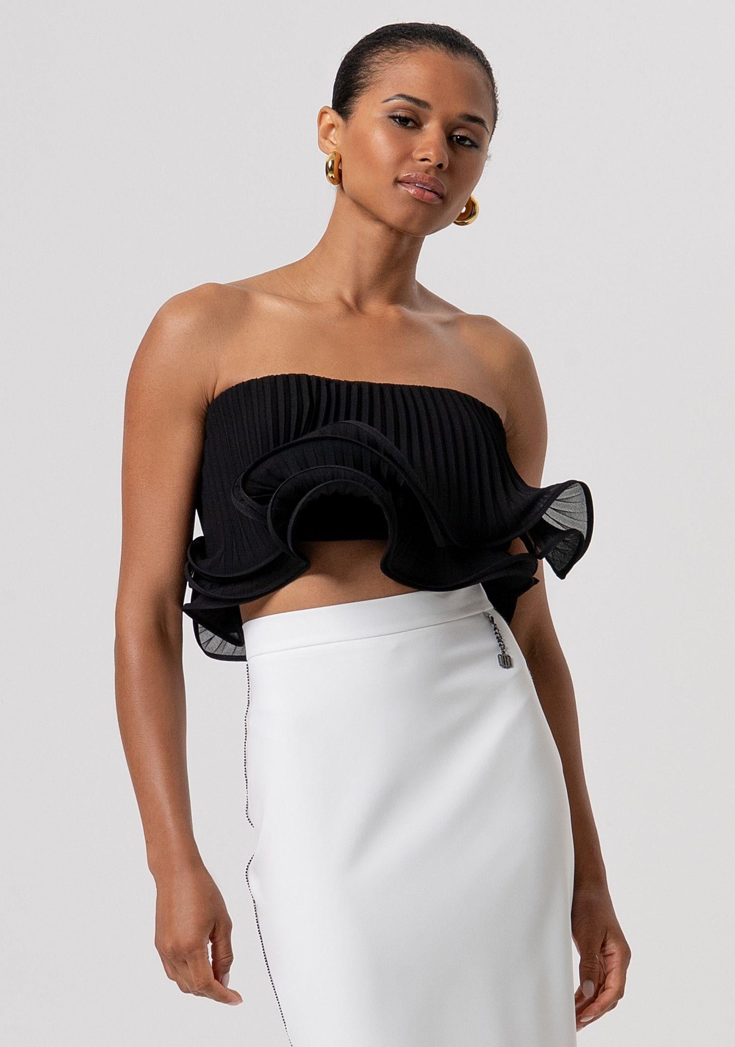 Top in georgette plissettata FQ26ST2010W412F9 053 FRACOMINA 