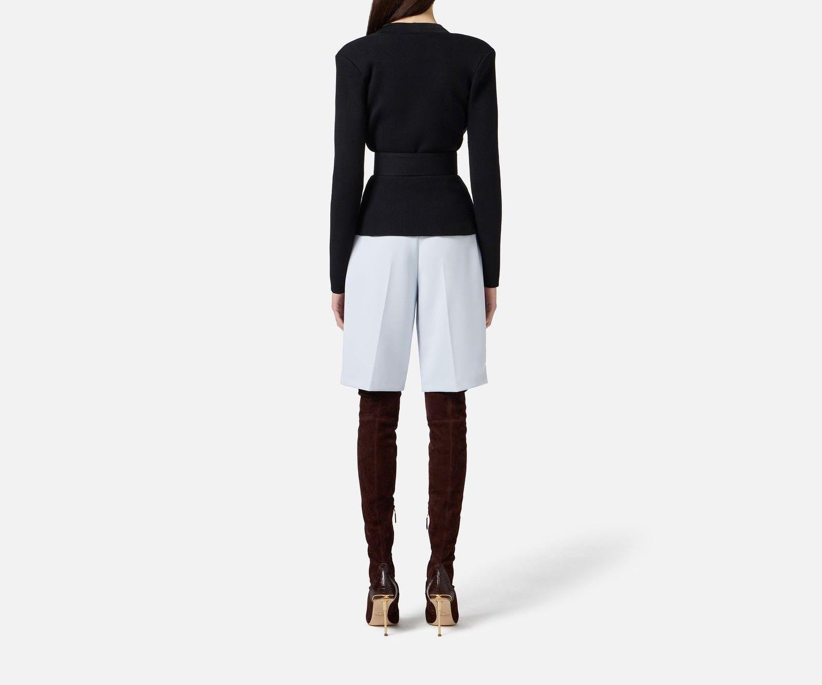 Giacca in maglia con cintura - Elisabetta Franchi MK48S57E2 110 ELISABETTA FRANCHI 