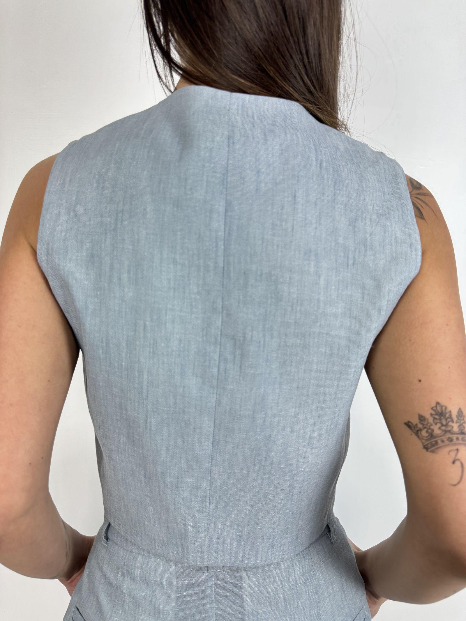 Gilet monopetto in lino - Eleh SS260309 BLU ELEH 