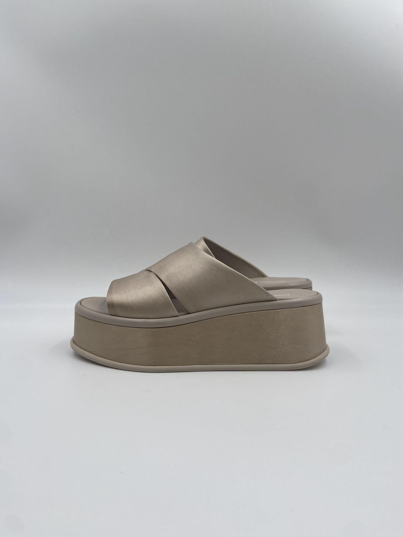 Sandalo zeppa satin SUNNY MAYA WASHED BEIGE PATRIZIA BONFANTI 