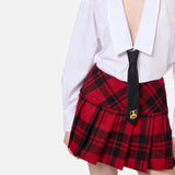 Abito a camicia in popeline e gonna in tartan