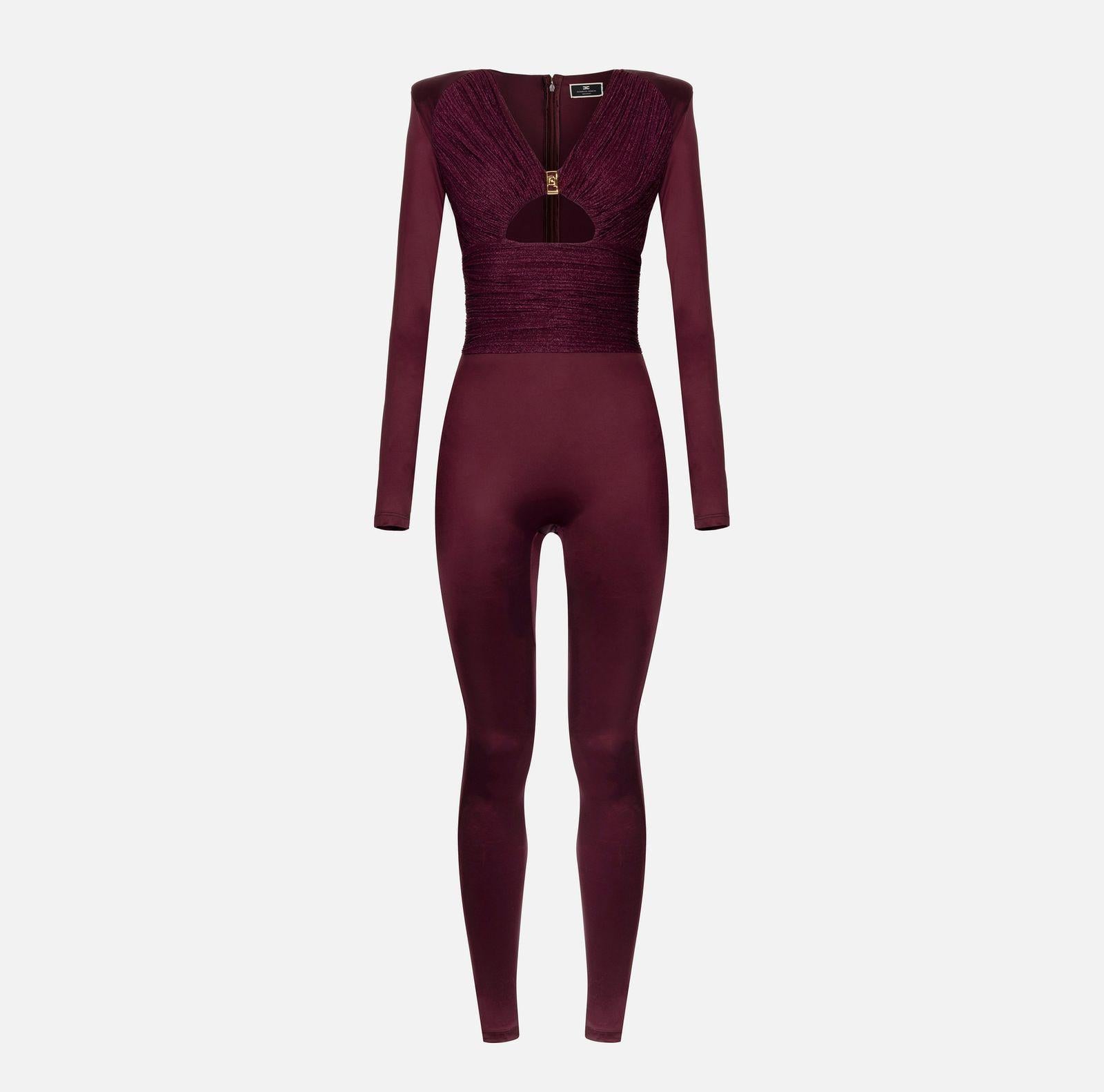 Tuta in lycra lucida con inserti plissè TU01946E2 CG3 ELISABETTA FRANCHI 