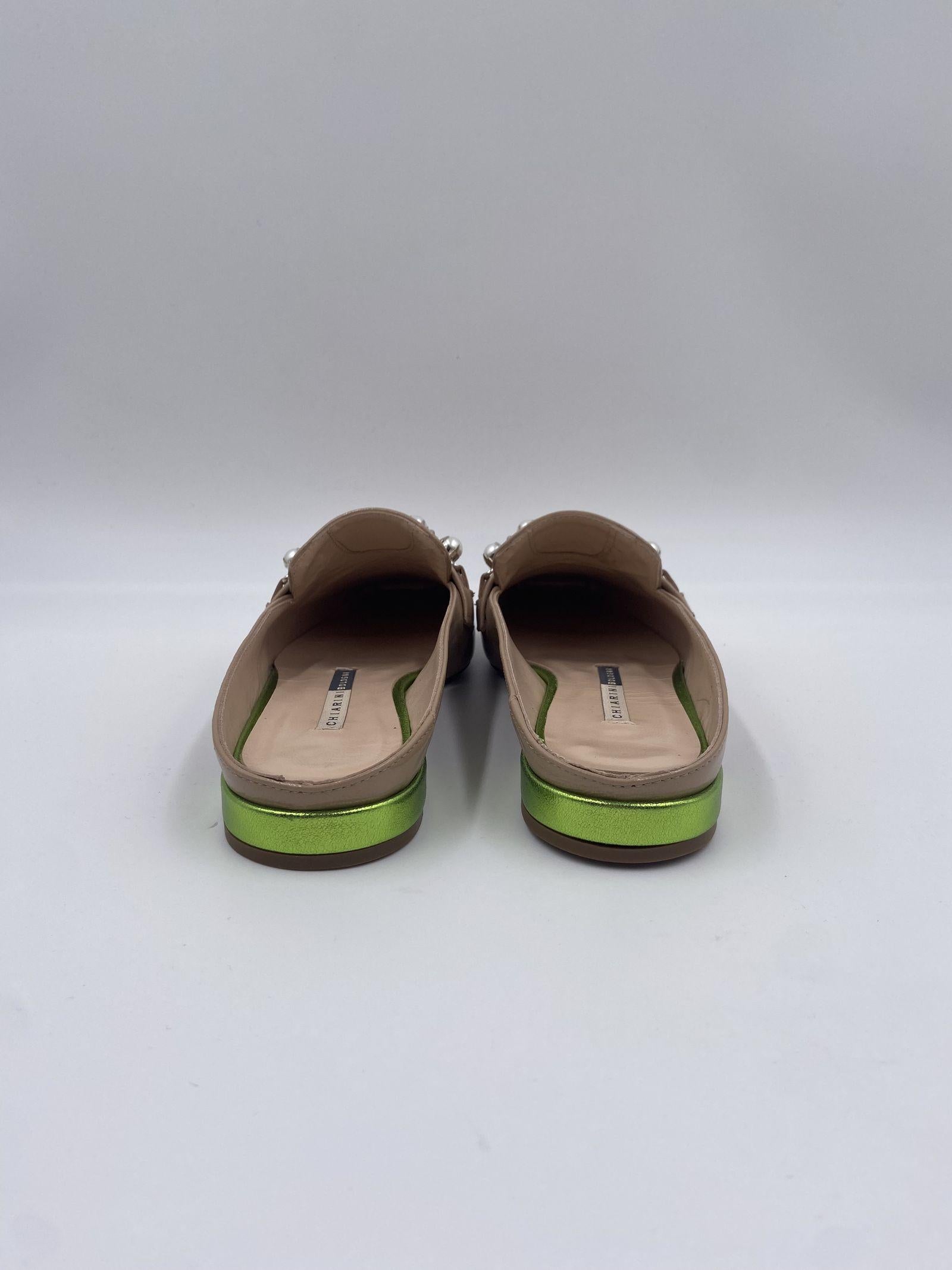 Sabot con perle e borchie 602 BEIGE CHIARINI 