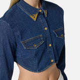 Camicia cropped in denim