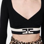 Maglia cropped con bande logo MK55S46E2 685 ELISABETTA FRANCHI 