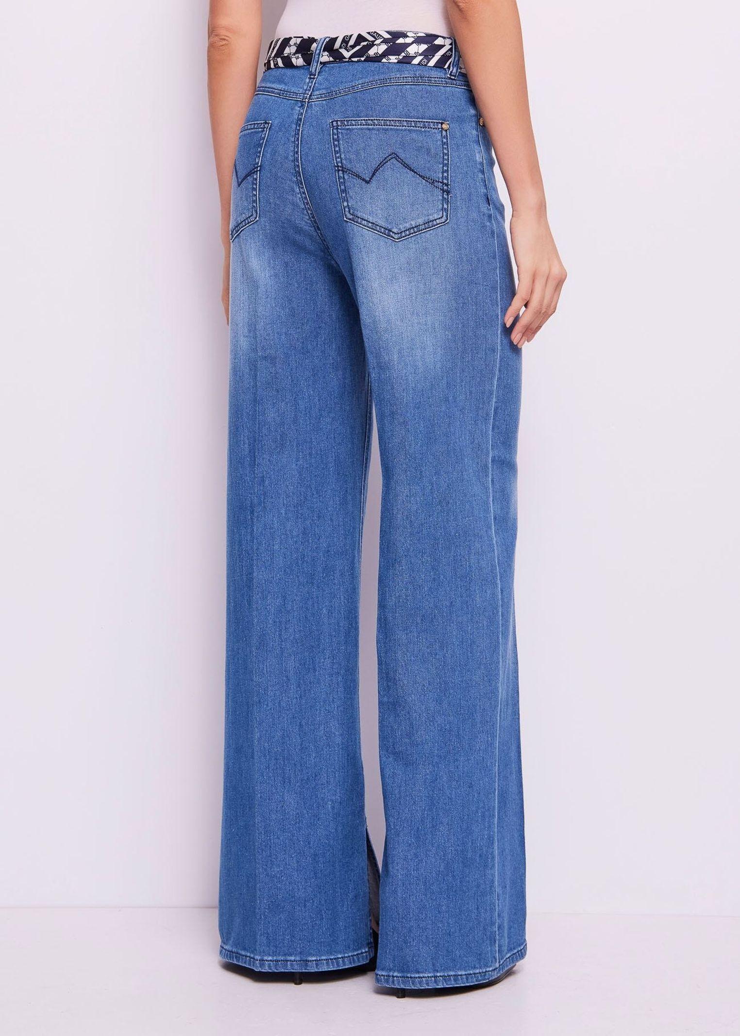 Jeans wide leg con foulard stampato - Gaudi 511BD26009 00 GAUDI' 