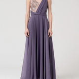 Abito senza maniche con inserto in tulle