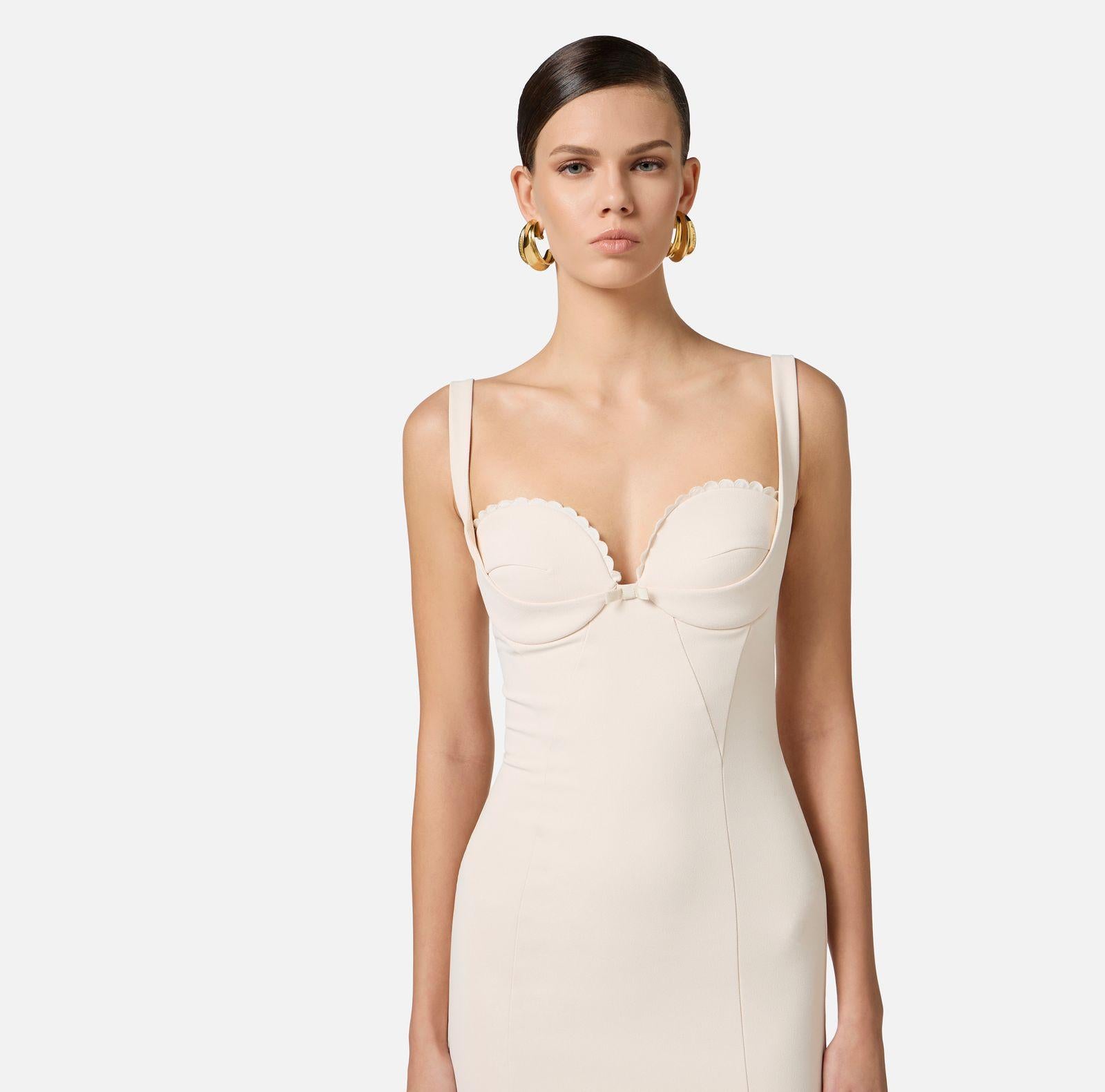 Abito con smerlo ricamato - Elisabetta Franchi AB85052E2 193 ELISABETTA FRANCHI 