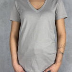 T-shirt basica scollo a V L5560 GRIGIO OFELIA 