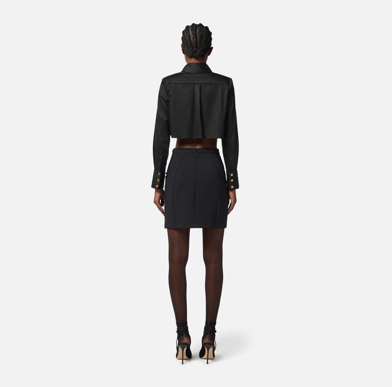Camicia cropped in raso CA09756E2 110 ELISABETTA FRANCHI 