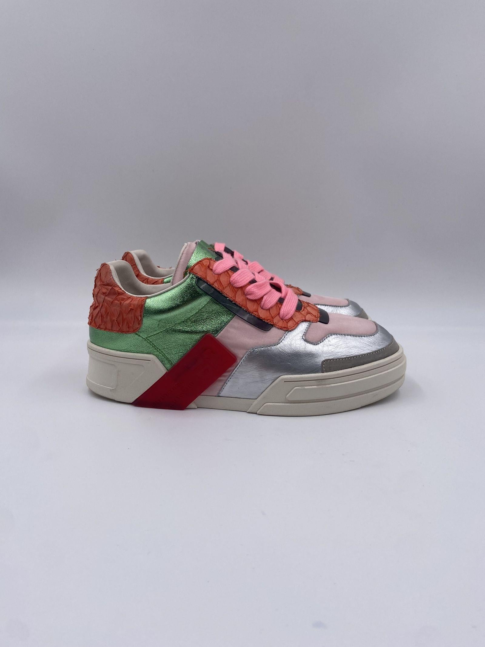 Sneakers argento arancio e verde F066-0203 ROSAVERDE CLJD 