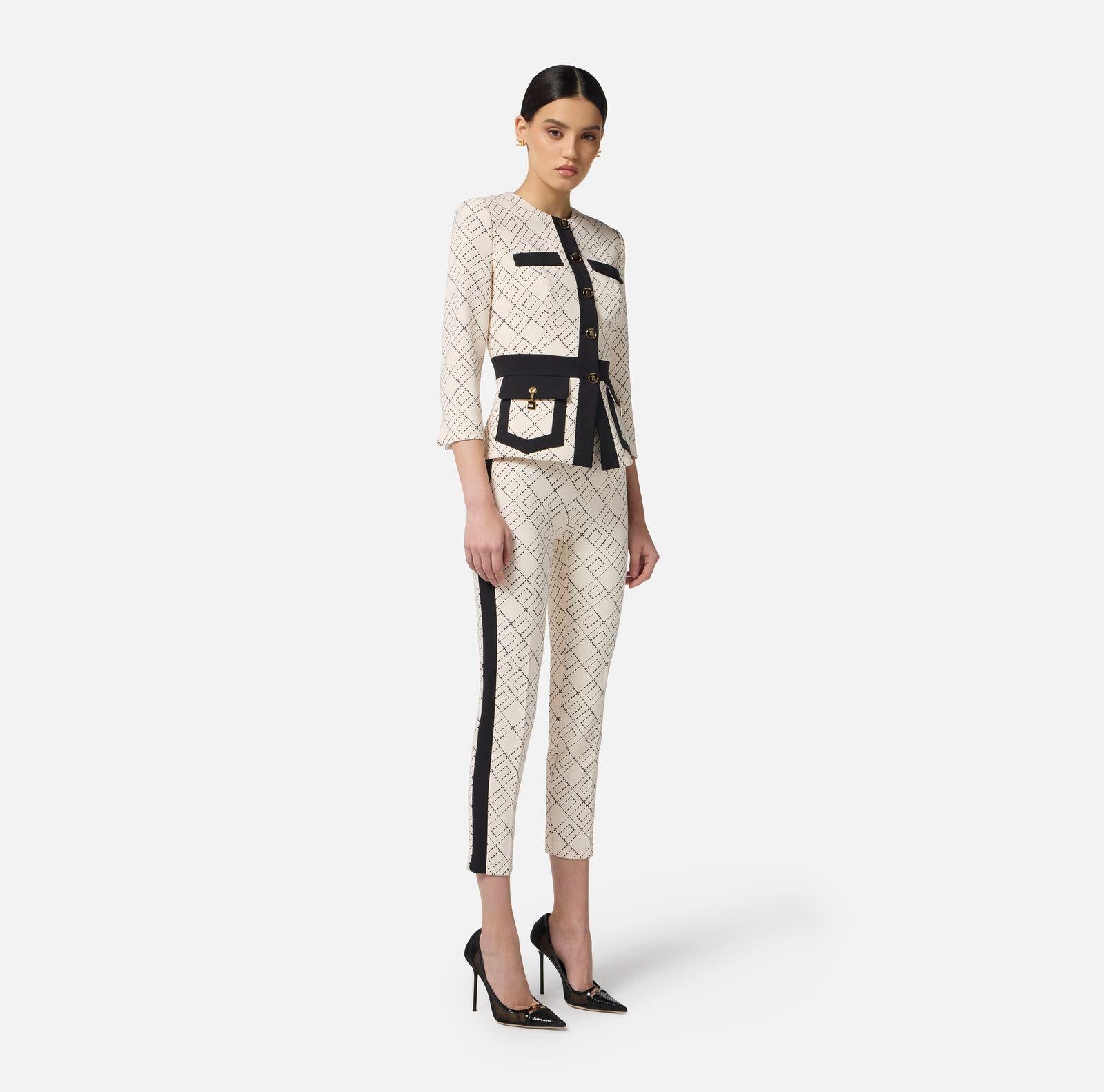 Giacca bicolor in doppio crepe GIS0156E2 EF1 ELISABETTA FRANCHI 