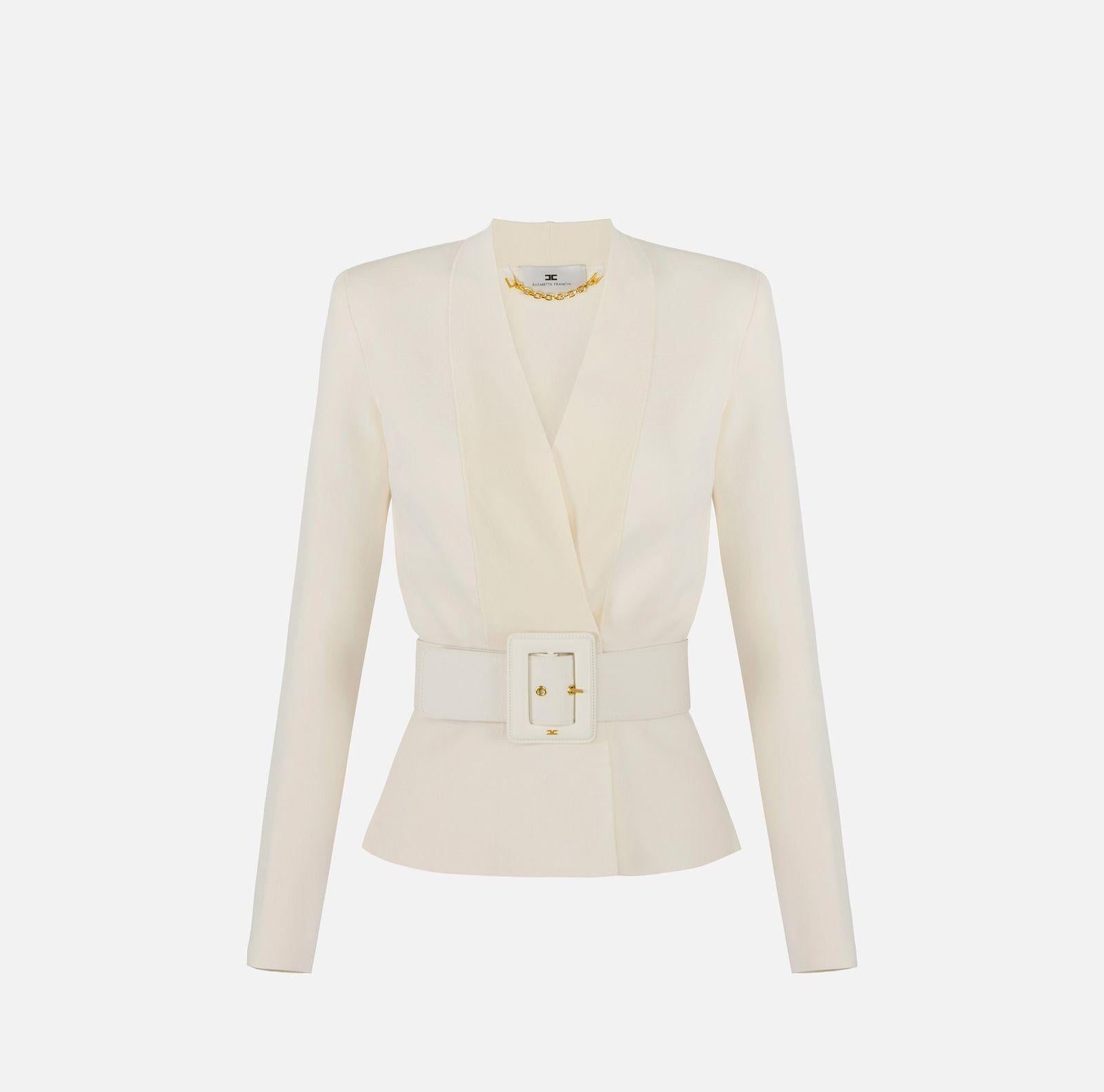 Giacca in maglia con cintura - Elisabetta Franchi MK48S57E2 DZ9 ELISABETTA FRANCHI 