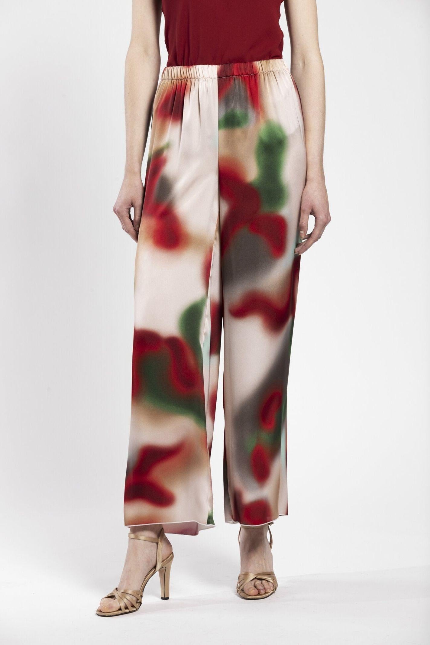 Pantalone in raso fantasia multicolor PIOB30D8 03 CARLA G. 