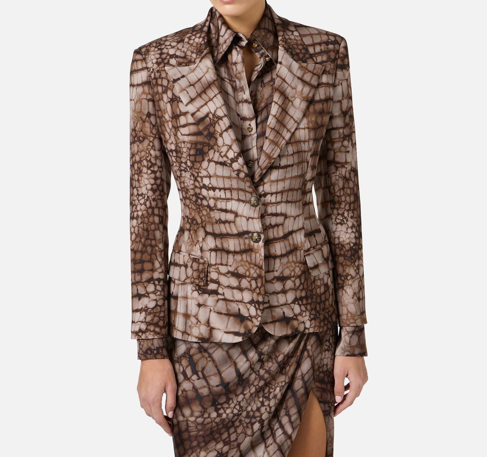 Giacca con stampa alligatore - Elisabetta Franchi GI20761E2 644 ELISABETTA FRANCHI 