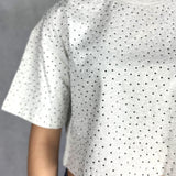 T- shirt girocollo con strass L8586 MELANGE OFELIA 