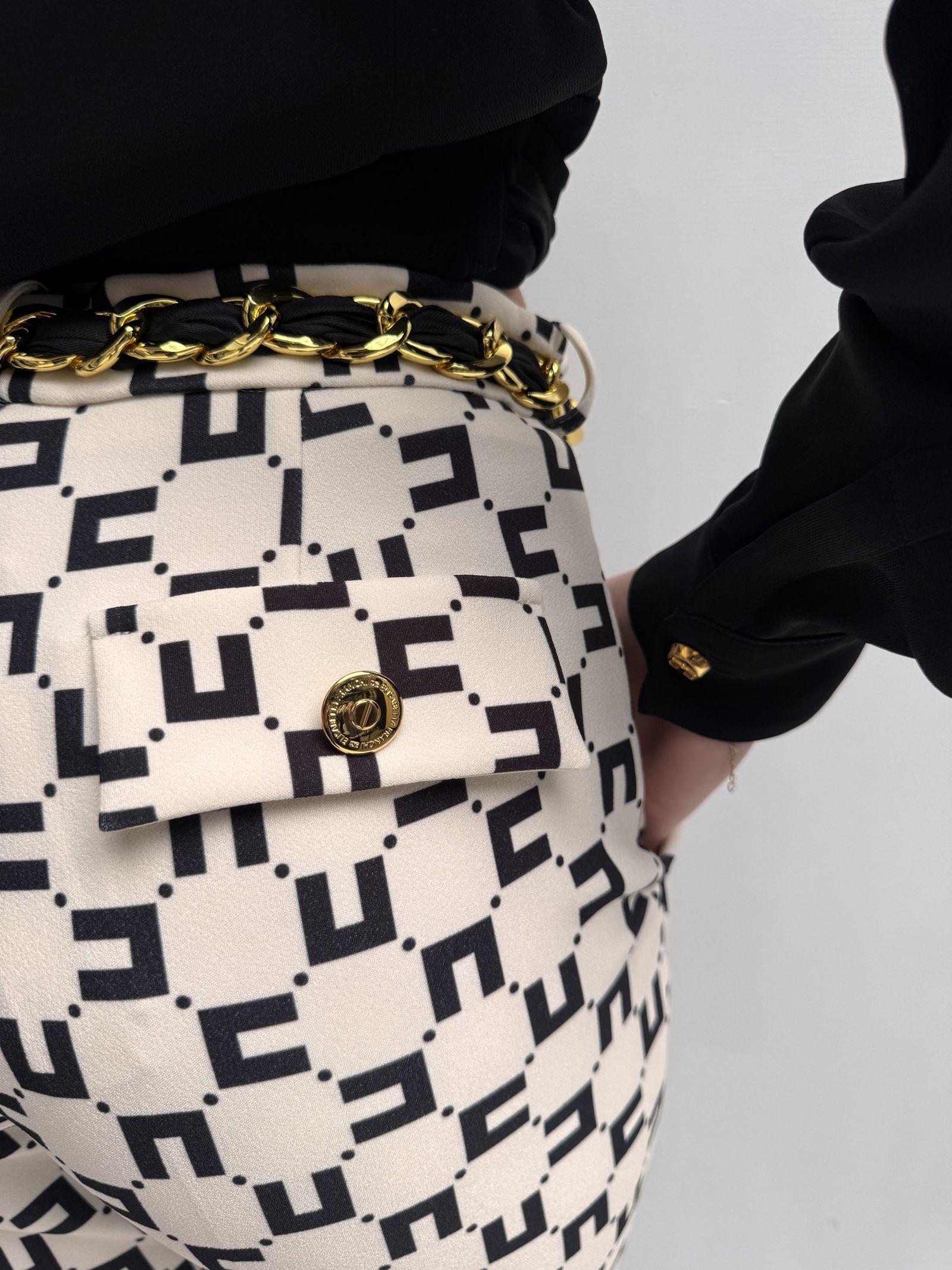 Pantalone logato con fusciacca - Elisabetta Franchi PAS1641E2 E84 ELISABETTA FRANCHI 