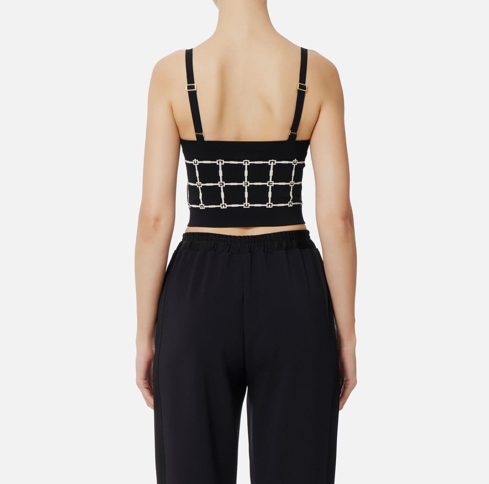 Top a fascia in jacquard logo - Elisabetta Franchi TK32B51E2 E84 ELISABETTA FRANCHI 