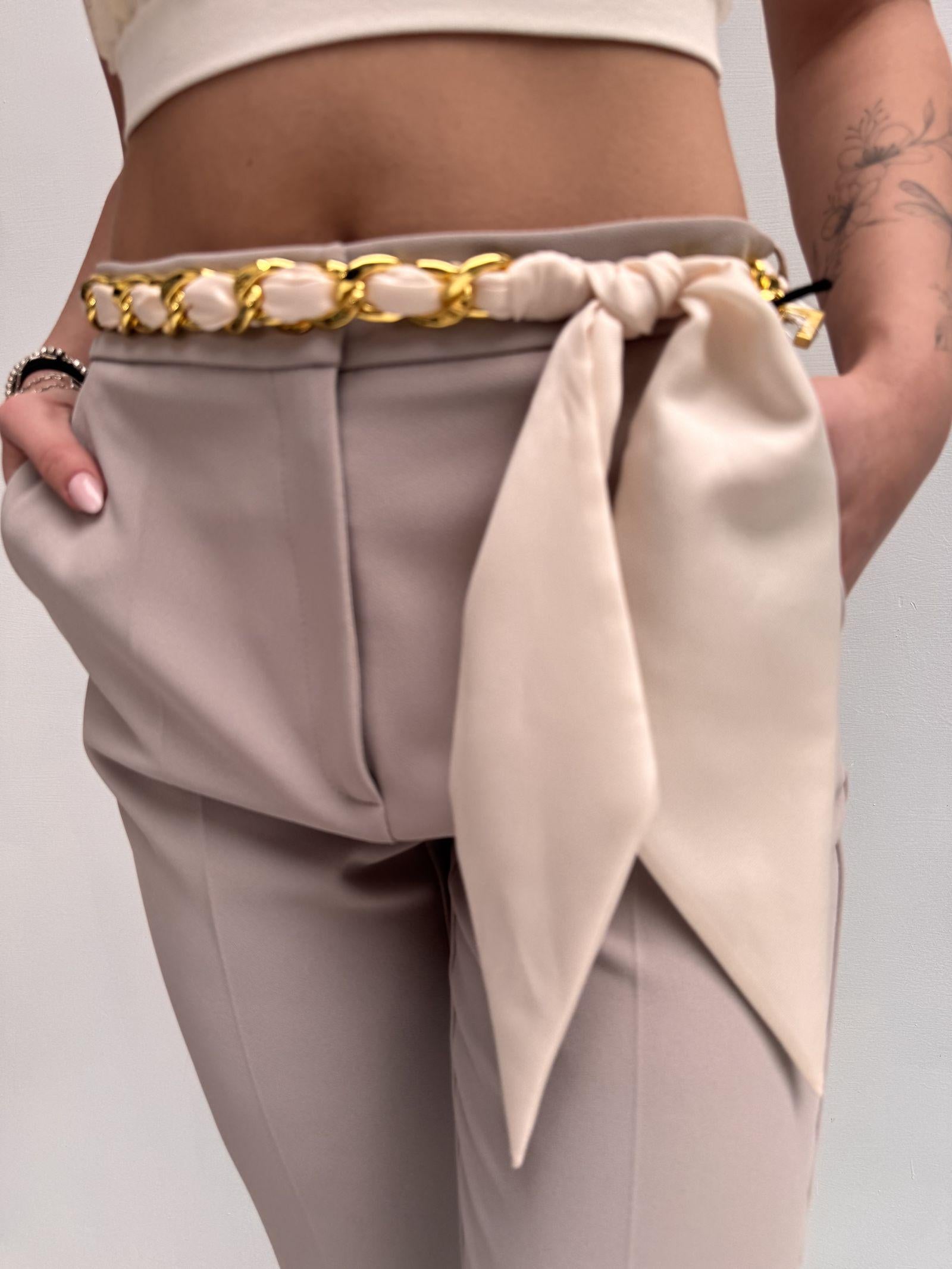 Pantalone con cintura intrecciata - Elisabetta Franchi PAT1641E2 155 ELISABETTA FRANCHI 