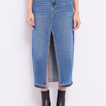 Gonna lunga in denim con strass 421BD76002 00 GAUDI' 