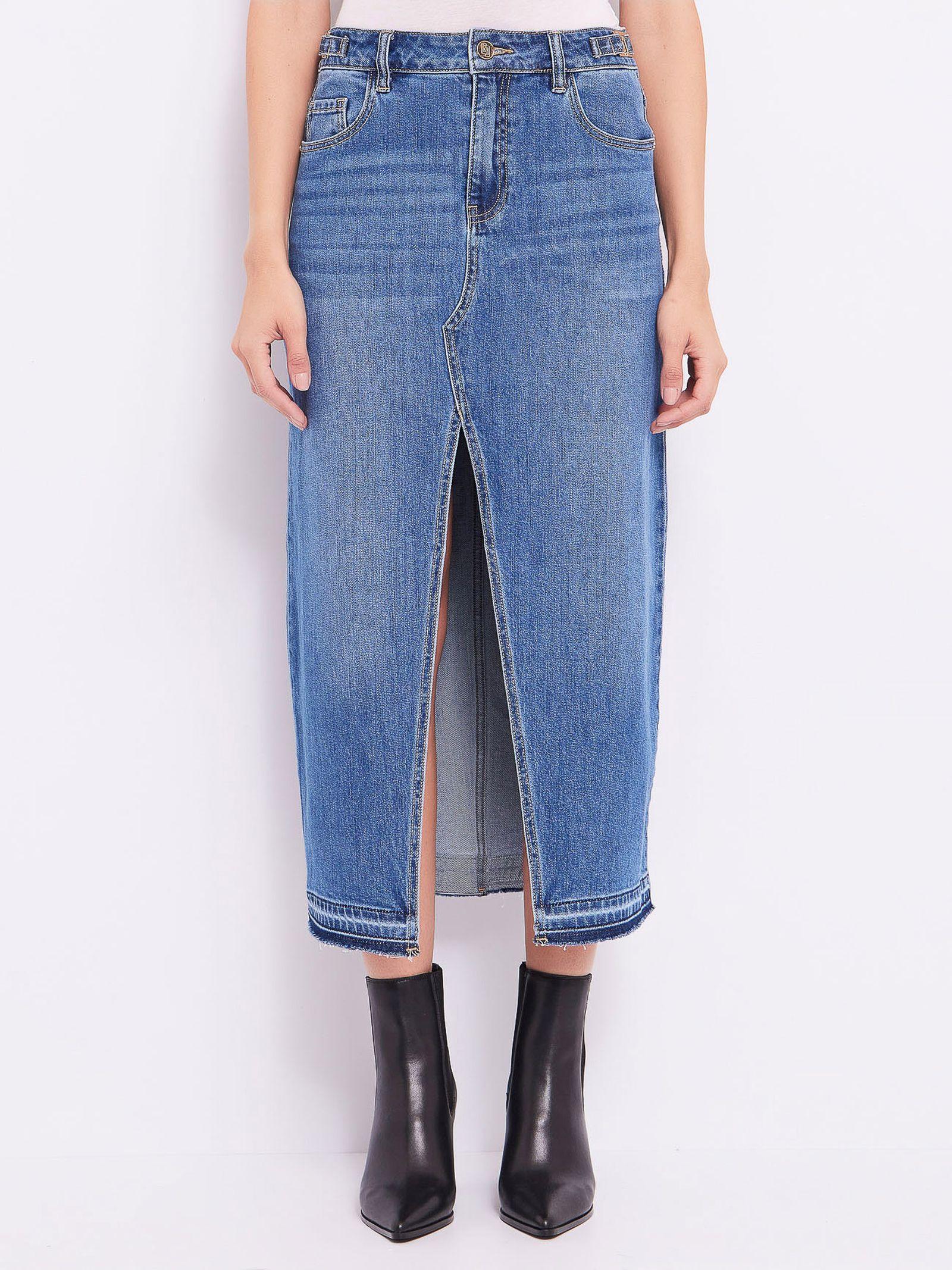 Gonna lunga in denim con strass 421BD76002 00 GAUDI' 