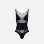 Body in tulle con dettagli in vinile BO00256E2 110 ELISABETTA FRANCHI 