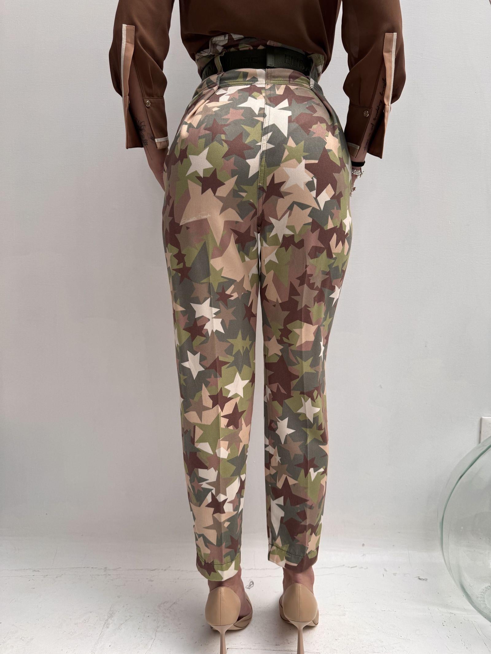 Pantalone camouflage con cintura - Elisabetta Franchi PJ73D06E2 W73 ELISABETTA FRANCHI 