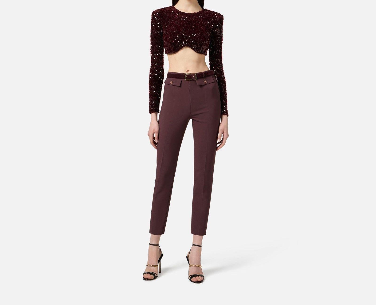 Pantalone slim fit con patte - Elisabetta Franchi PA12056E2 EA3 ELISABETTA FRANCHI 