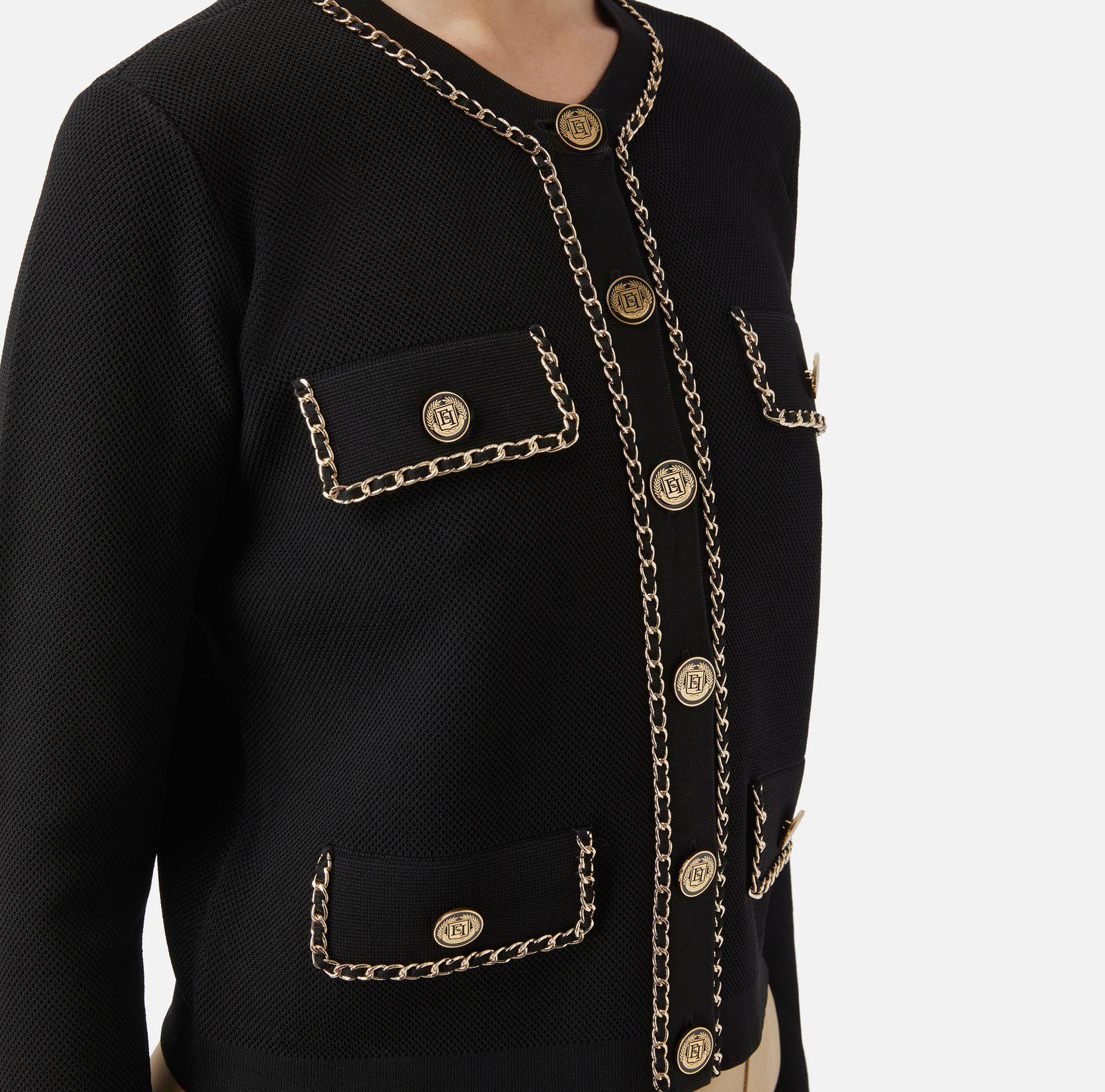 Maglia cropped con catena - Elisabetta Franchi MK63B46E2 110 ELISABETTA FRANCHI 