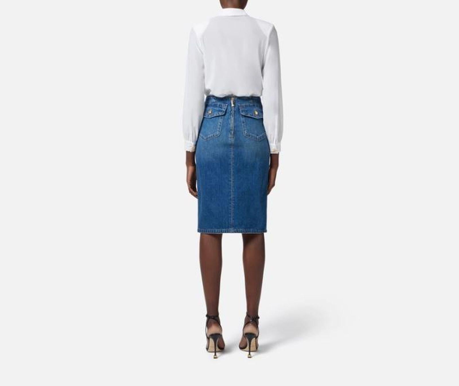 Gonna in denim con spacco - Elisabetta Franchi GJ35N51E2 139 ELISABETTA FRANCHI 