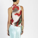 Top in raso fantasia multicolor