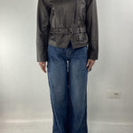 Giubbotto chiodo in pelle P104 NERO OFELIA 